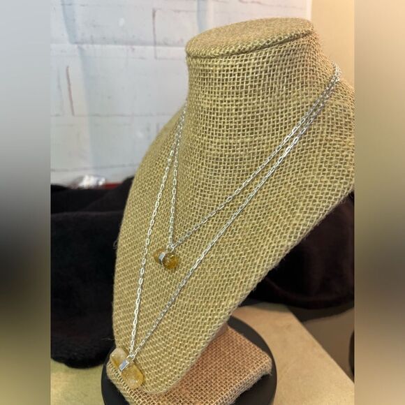 Brazilian Natural Citrine Double Layer Necklace 21-24” In Silvertone 38.50ctw - Picture 11 of 14